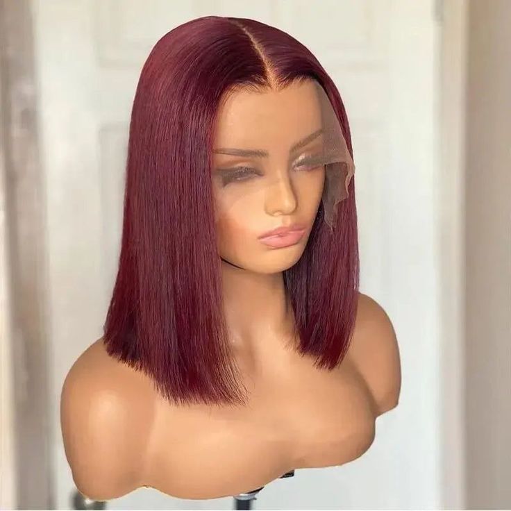 10 Inch Double Drawn Burgundy wig